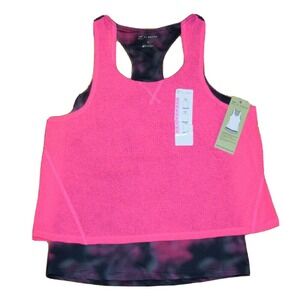 NWT WOMENS Z‎ BY ZOBHA Pink Cherry Blossom 2fer Tank Top Shirt Size Small